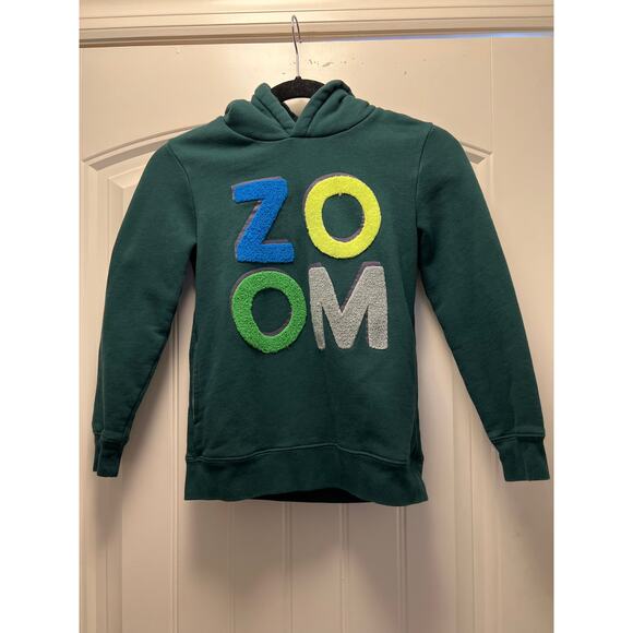 Mini Boden Zoom‎ Print Pullover Youth Hoodie Active Sweatshirt Size 8-9Y Green - Picture 1 of 4